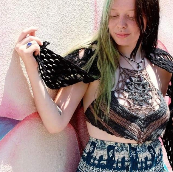 Hookin' It Up Creations Tops - Crochet flower of life halter top